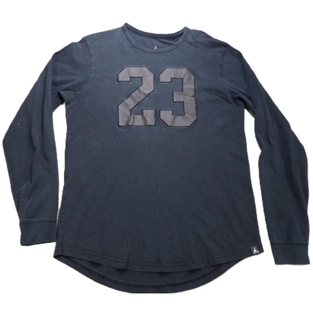 Jordan AJ 6 LS TeeBasketball Graphic Pullover Crew Cotton Men Large Black Shirt